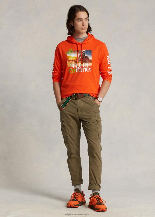 Ralph Lauren mehed jersey graafiline kapuutsiga T-särk PR0V8495 aktiivne oranž