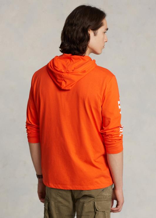 Ralph Lauren mehed jersey graafiline kapuutsiga T-särk PR0V8495 aktiivne oranž