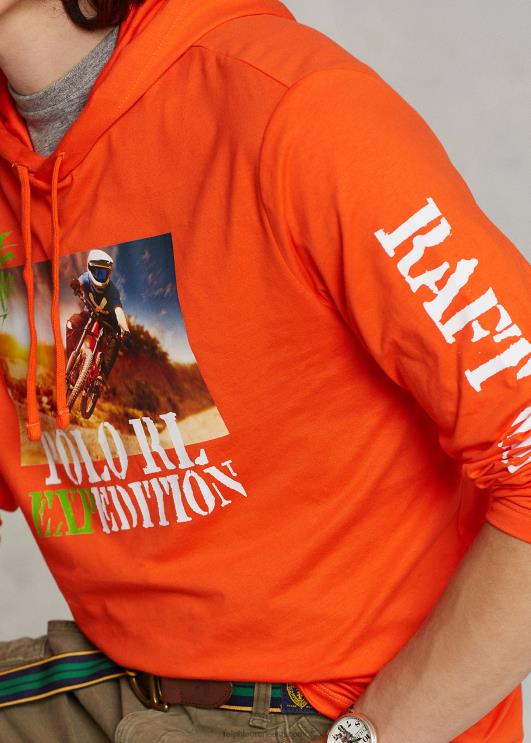 Ralph Lauren mehed jersey graafiline kapuutsiga T-särk PR0V8495 aktiivne oranž