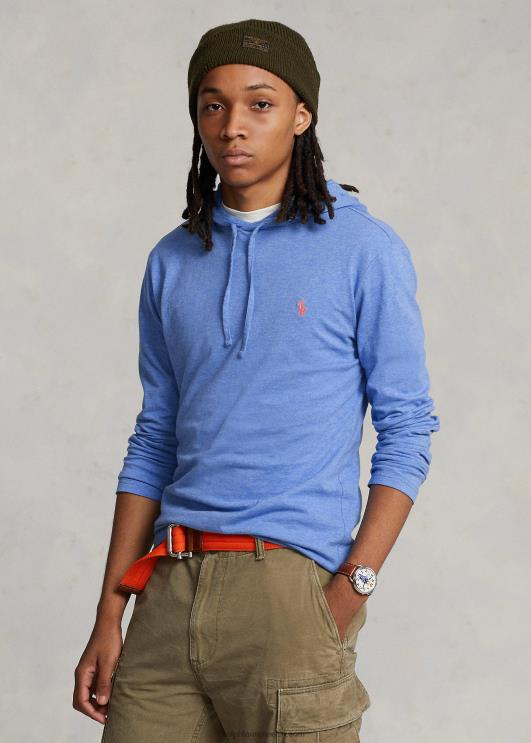 Ralph Lauren mehed jersey kapuutsiga t-särk PR0V308 pehme kuninglik kanarbik