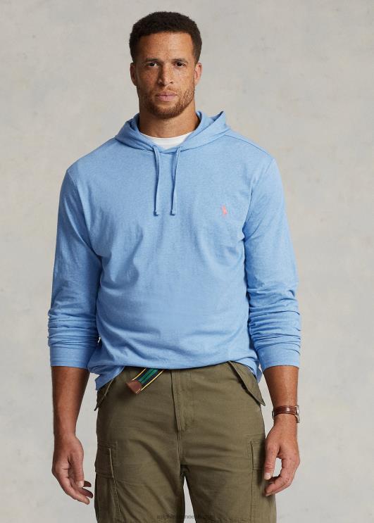 Ralph Lauren mehed jersey kapuutsiga t-särk PR0V8398 pehme kuninglik kanarbik