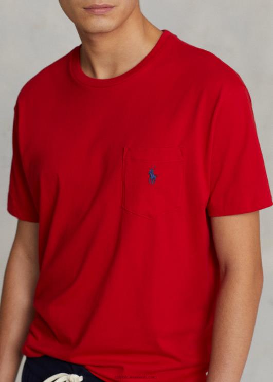 Ralph Lauren mehed jersey tasku t-särk-kõik sobib PR0V241 2000 rubla punane