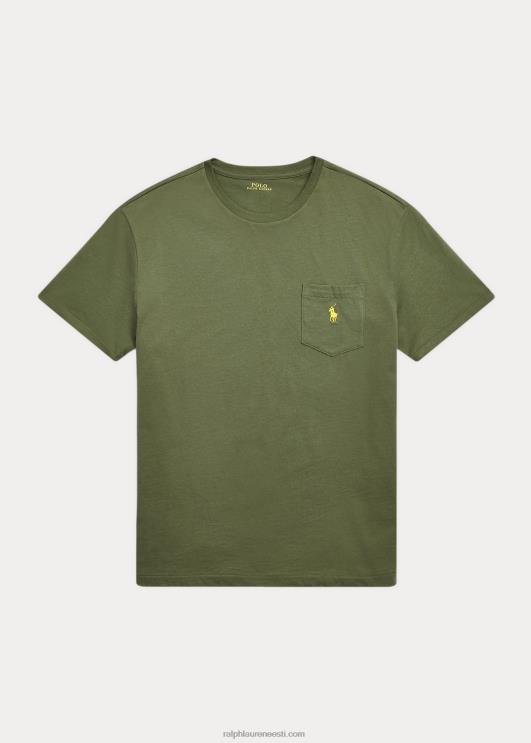 Ralph Lauren mehed jersey tasku t-särk-kõik sobib PR0V243 tume salvei