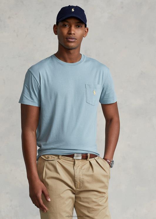 Ralph Lauren mehed jersey tasku t-särk-kõik sobib PR0V244 sinine märkus