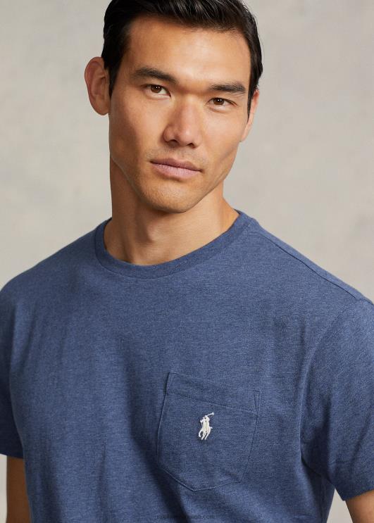 Ralph Lauren mehed jersey tasku t-särk-kõik sobib PR0V246 derby sinine kanarbik
