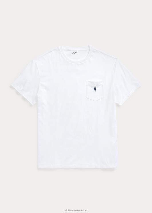 Ralph Lauren mehed jersey tasku t-särk-kõik sobib PR0V248 valge