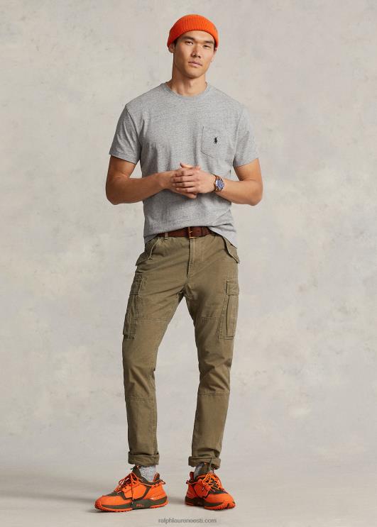 Ralph Lauren mehed jersey tasku t-särk-kõik sobib PR0V250 tume vintage kanarbik