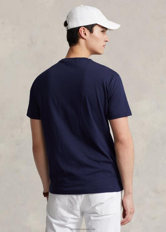 Ralph Lauren mehed klassikaline lipuga trikoo T-särk PR0V8543 kruiisilaevastik