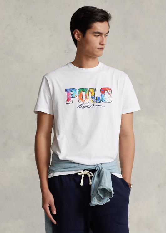 Ralph Lauren mehed klassikaline logoga trikoosärk PR0V386 valge