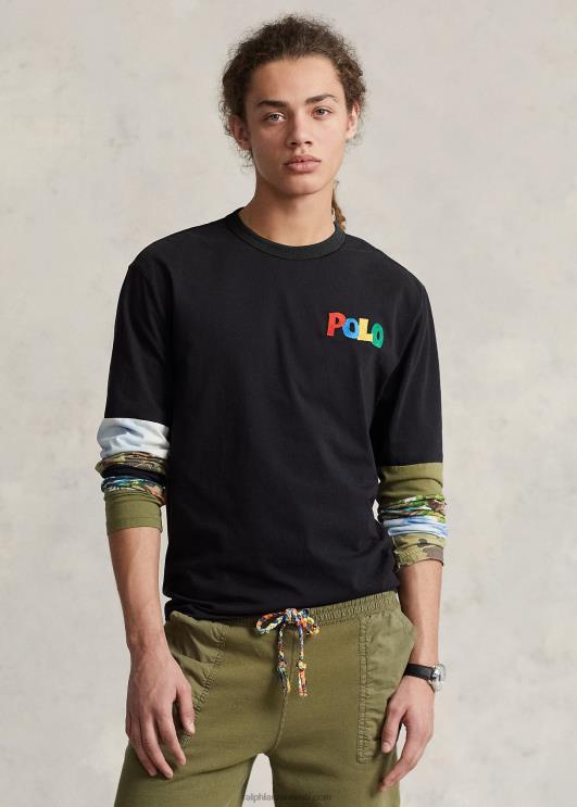 Ralph Lauren mehed klassikaline logoga trikoosärk PR0V8656 must multi