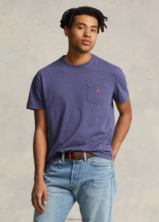 Ralph Lauren mehed klassikaline puuvillane-linane taskut-särk PR0V372 paadikuuri merevägi