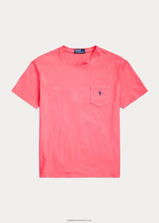 Ralph Lauren mehed klassikaline puuvillane-linane taskut-särk PR0V8560 punane taevas