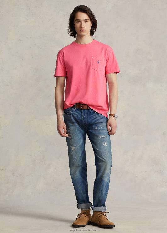 Ralph Lauren mehed klassikaline puuvillane-linane taskut-särk PR0V8560 punane taevas