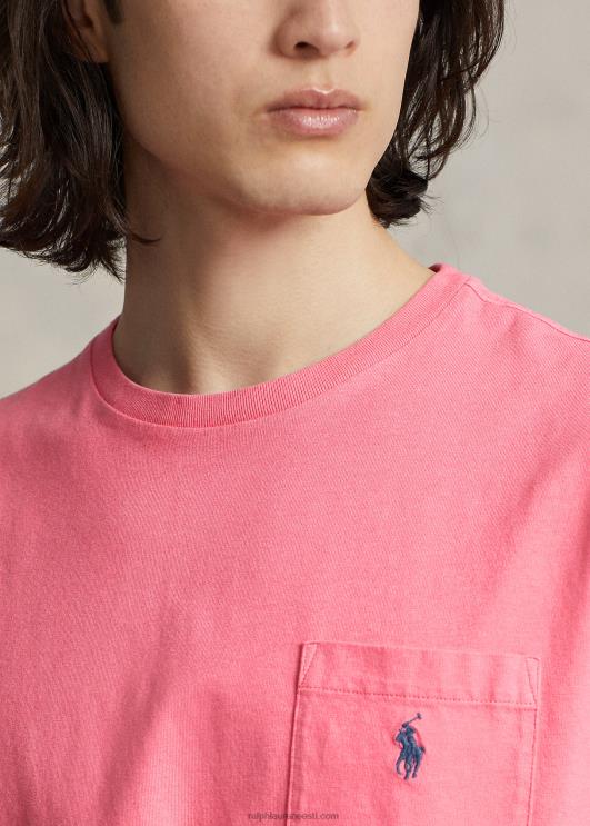 Ralph Lauren mehed klassikaline puuvillane-linane taskut-särk PR0V8560 punane taevas