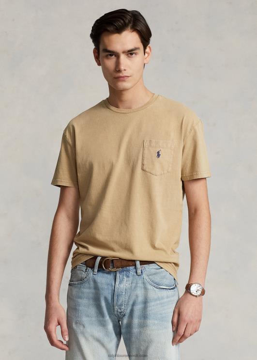 Ralph Lauren mehed klassikaline puuvillane-linane taskut-särk PR0V8562 vintage khaki