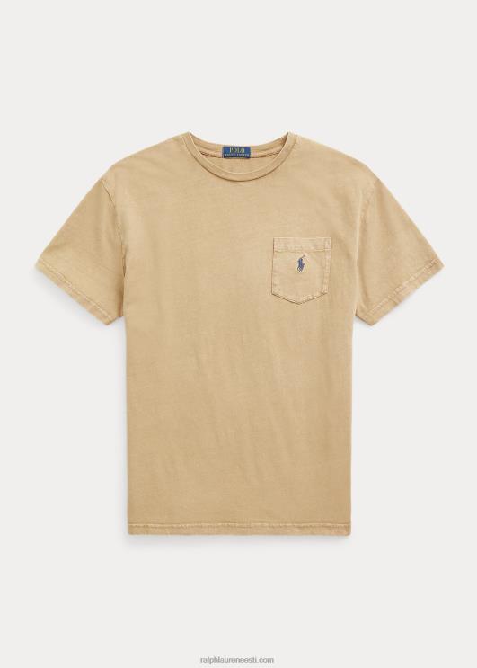 Ralph Lauren mehed klassikaline puuvillane-linane taskut-särk PR0V8562 vintage khaki