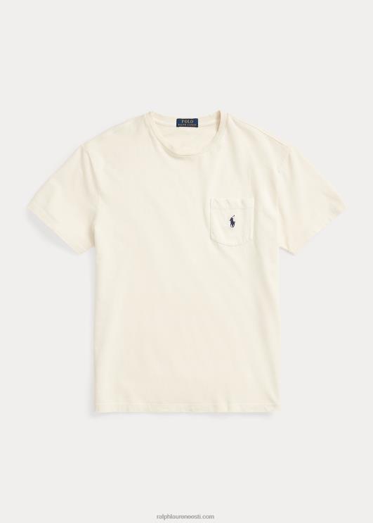 Ralph Lauren mehed klassikaline puuvillane-linane taskut-särk PR0V8563 pärgamendikreem