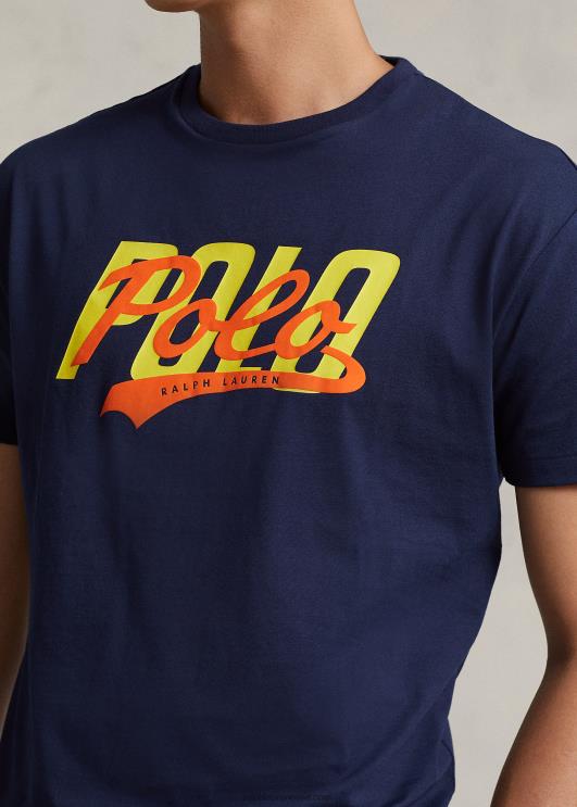 Ralph Lauren mehed klassikaline stacked-logo trikoo T-särk PR0V1057 kruiisilaevastik