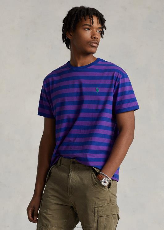 Ralph Lauren mehed klassikaline triibuline triibuline t-särk PR0V377 lilla kaktus