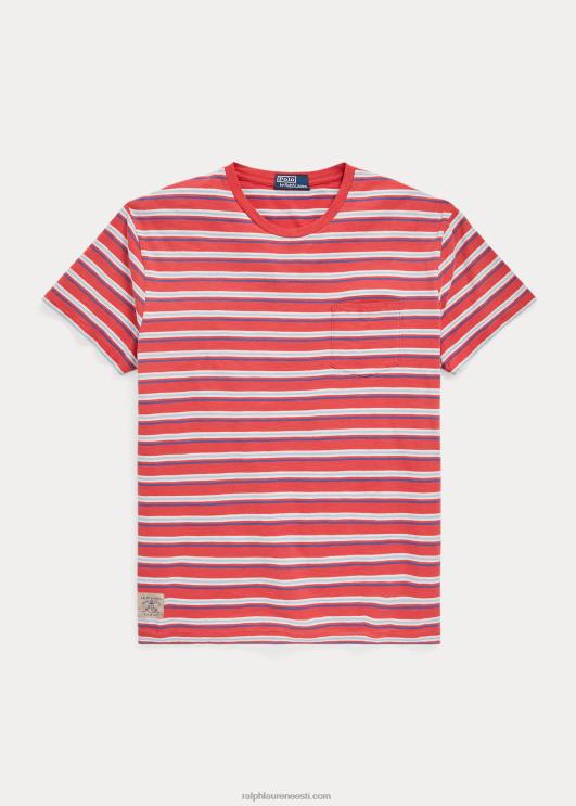 Ralph Lauren mehed klassikaline triibuline triibuline t-särk PR0V764 tüürpoordi punane multi