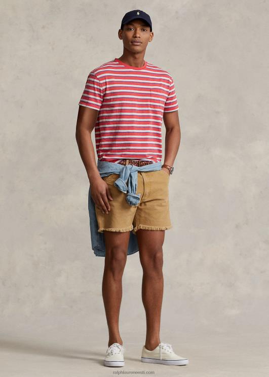 Ralph Lauren mehed klassikaline triibuline triibuline t-särk PR0V764 tüürpoordi punane multi