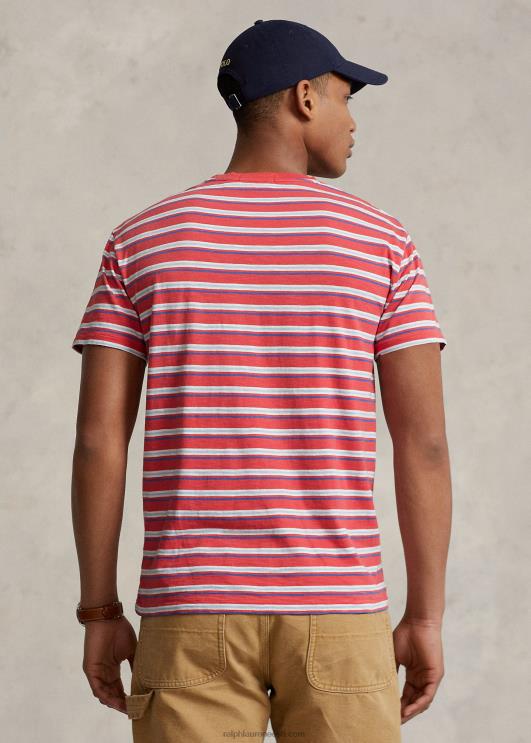 Ralph Lauren mehed klassikaline triibuline triibuline t-särk PR0V764 tüürpoordi punane multi