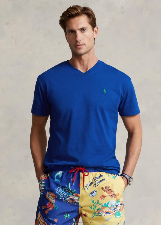 Ralph Lauren mehed klassikaline v-kaelusega trikoo t-särk PR0V202 safiirist täht