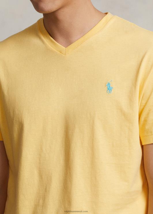 Ralph Lauren mehed klassikaline v-kaelusega trikoo t-särk PR0V211 maisi kollane