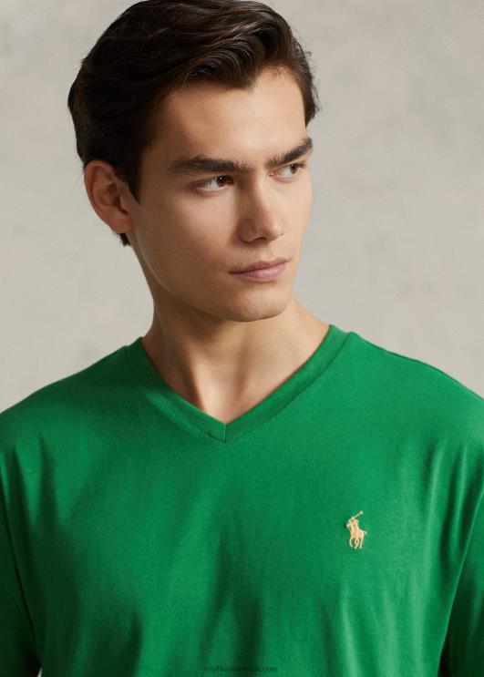 Ralph Lauren mehed klassikaline v-kaelusega trikoo t-särk PR0V212 optika roheline