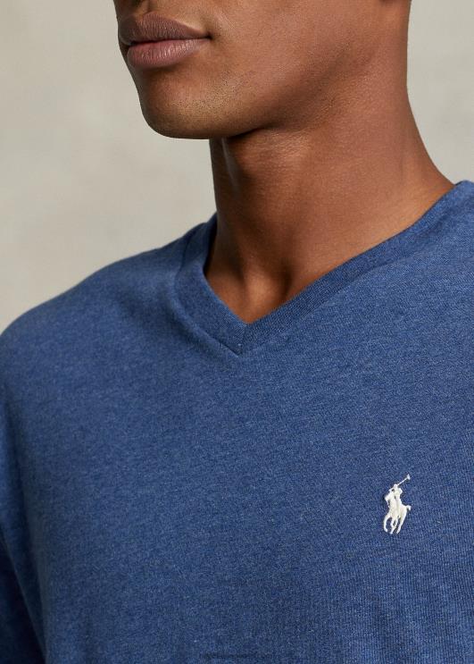Ralph Lauren mehed klassikaline v-kaelusega trikoo t-särk PR0V213 derby sinine kanarbik