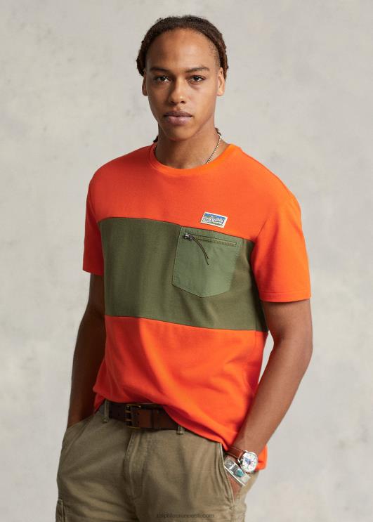 Ralph Lauren mehed klassikaline võrksärk PR0V8518 purjetav oranž multi