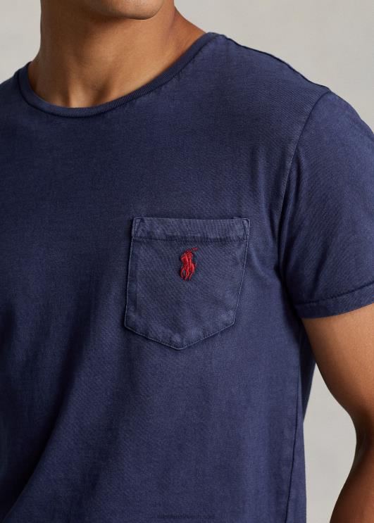 Ralph Lauren mehed kohandatud slim fit jersey tasku T-särk PR0V311 kruiisilaevastik