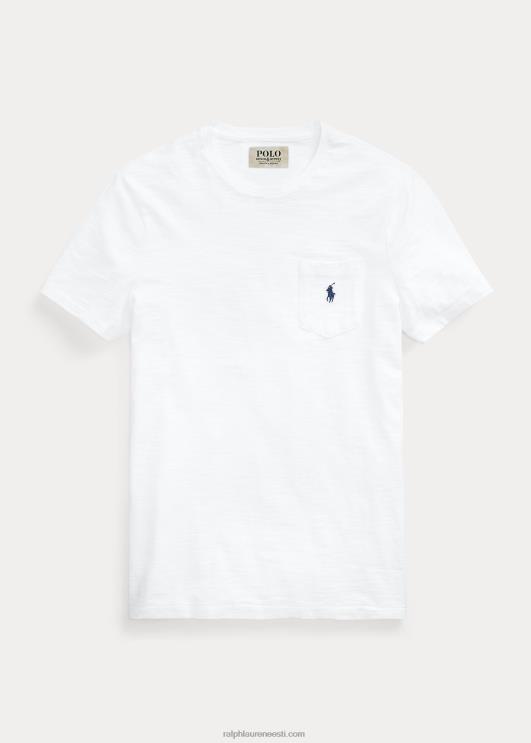 Ralph Lauren mehed kohandatud slim fit jersey tasku T-särk PR0V314 valge