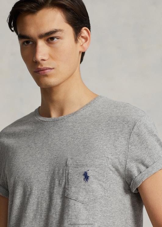 Ralph Lauren mehed kohandatud slim fit jersey tasku T-särk PR0V315 tume vintage kanarbik