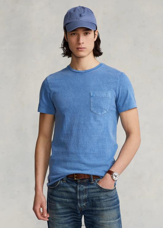 Ralph Lauren mehed kohandatud slim fit jersey tasku T-särk PR0V8557 taganema sinine