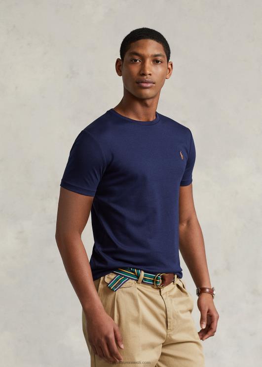 Ralph Lauren mehed kohandatud slim fit pehme puuvillane T-särk PR0V533 rafineeritud merevägi