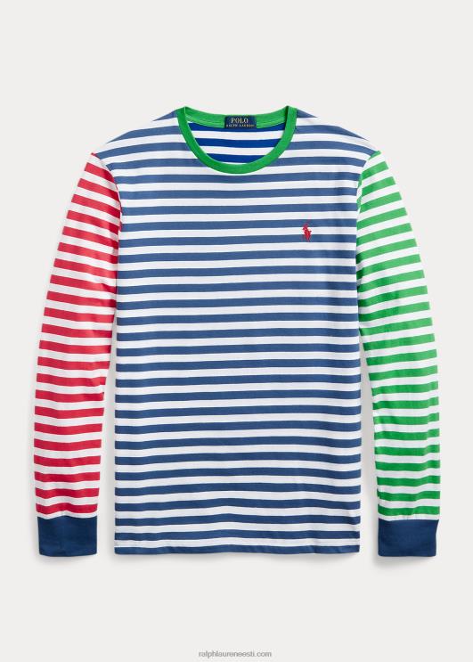 Ralph Lauren mehed kohandatud slim fit triibuline trikoo T-särk PR0V406 vana kuninglik multi