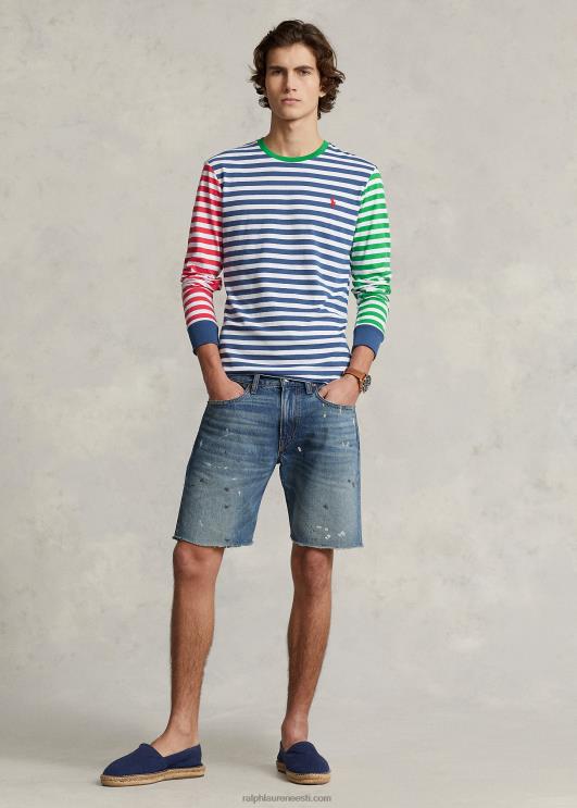 Ralph Lauren mehed kohandatud slim fit triibuline trikoo T-särk PR0V406 vana kuninglik multi