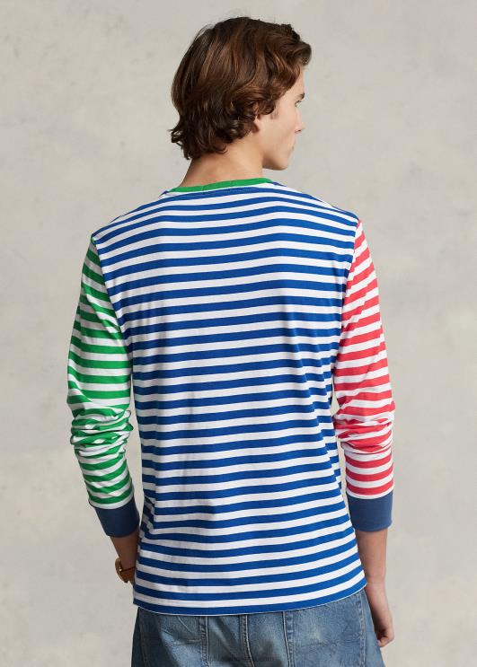 Ralph Lauren mehed kohandatud slim fit triibuline trikoo T-särk PR0V406 vana kuninglik multi