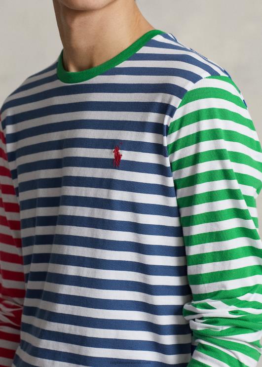 Ralph Lauren mehed kohandatud slim fit triibuline trikoo T-särk PR0V406 vana kuninglik multi