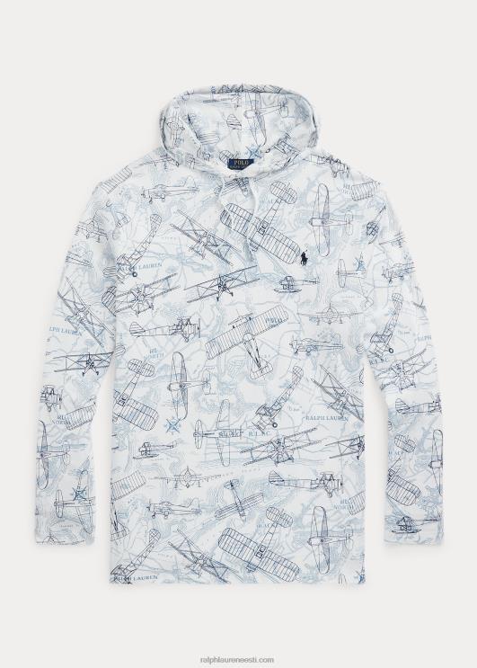 Ralph Lauren mehed lennundustrükis kapuutsiga t-särk PR0V1919 maailmaristleja valge