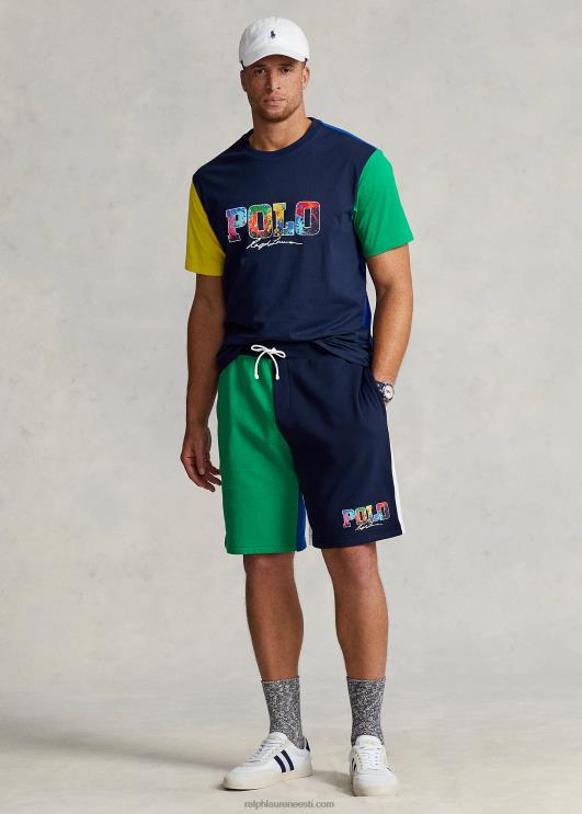 Ralph Lauren mehed logoga värviplokiga trikoo T-särk PR0V1500 kruiisilaevastiku multi