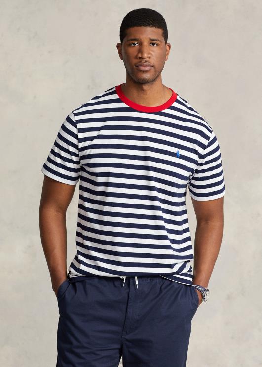 Ralph Lauren mehed triibuline jersey crewneck T-särk PR0V1411 ristlus mereväe/valge