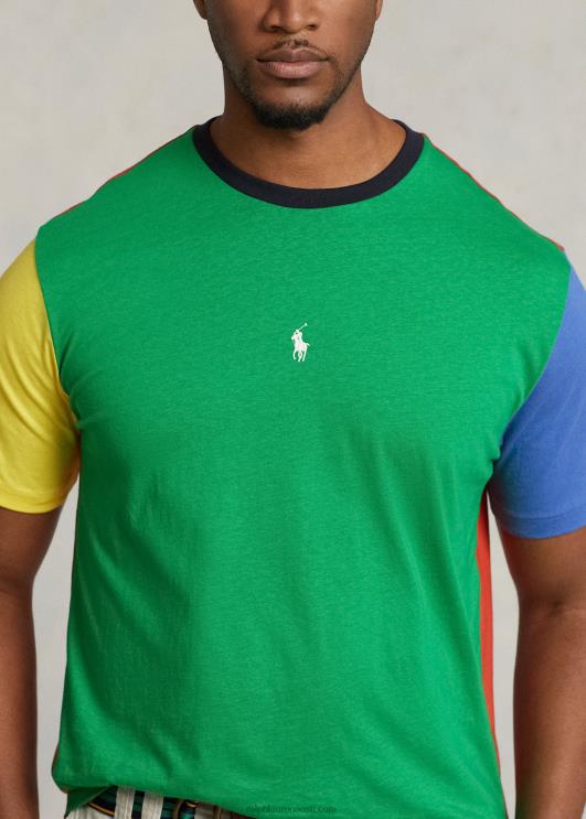 Ralph Lauren mehed värviblokeeritud trikoo T-särk PR0V1407 varre multi