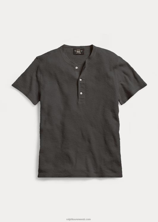 Ralph Lauren mehed vahvlikoos lühikeste varrukatega henley särk PR0V1706 pleekinud must lõuend