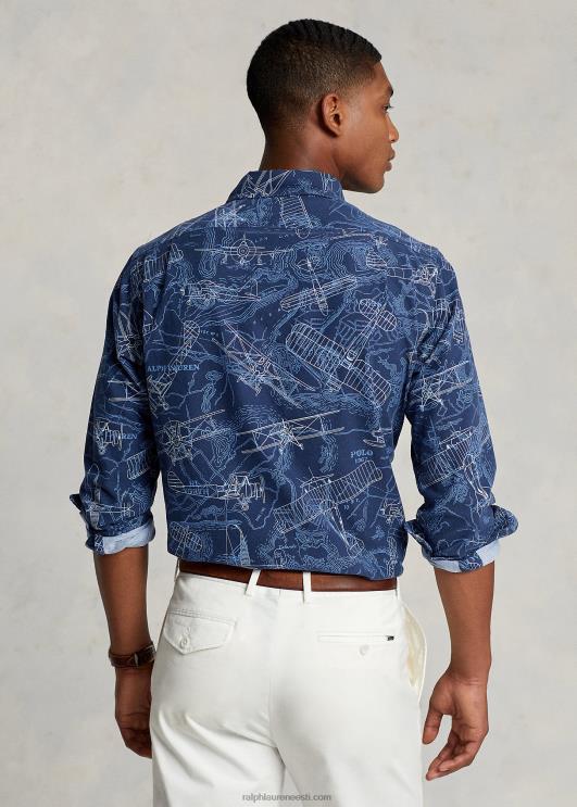 Ralph Lauren mehed Klassikalise sobivusega aviation print Oxfordi särk PR0V8466 mitu