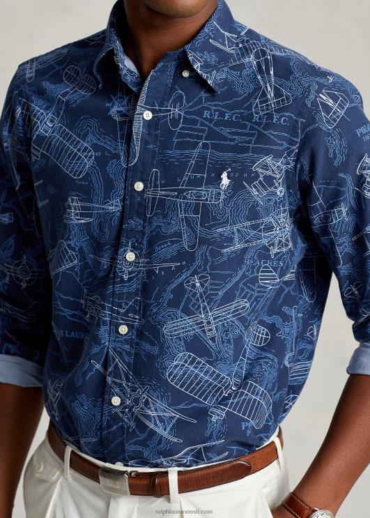 Ralph Lauren mehed Klassikalise sobivusega aviation print Oxfordi särk PR0V8466 mitu