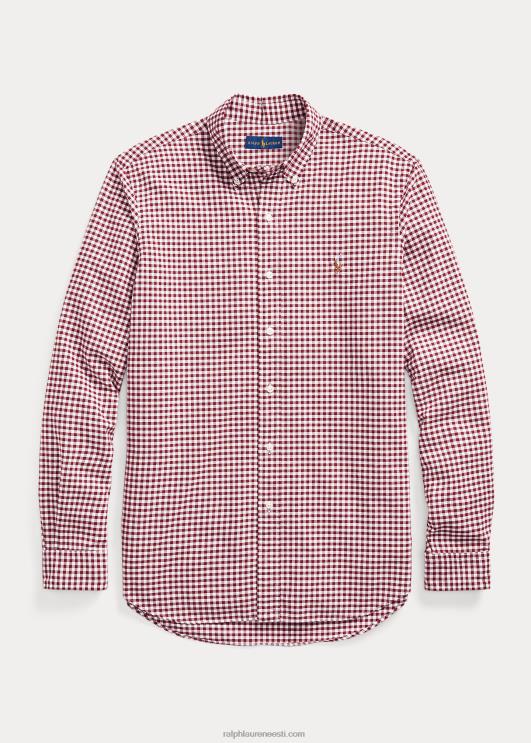 Ralph Lauren mehed Klassikalise sobivusega gingham oxfordi särk PR0V1112 vein/valge