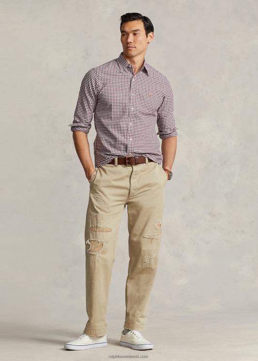 Ralph Lauren mehed Klassikalise sobivusega gingham oxfordi särk PR0V1112 vein/valge