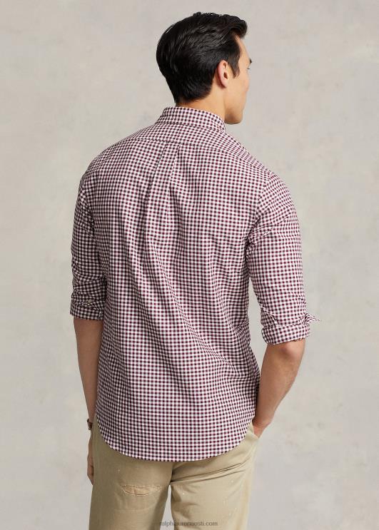 Ralph Lauren mehed Klassikalise sobivusega gingham oxfordi särk PR0V1112 vein/valge